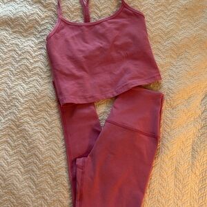 Beyond Yoga Pink Tank Top and Leggings Set